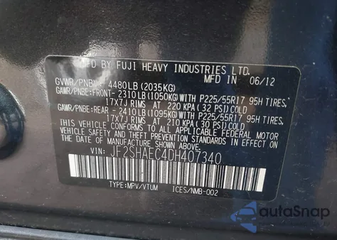 2013 Subaru Forester 2.5X Limited z USA, uszkodzony, nr VIN JF2SHAEC4DH407340